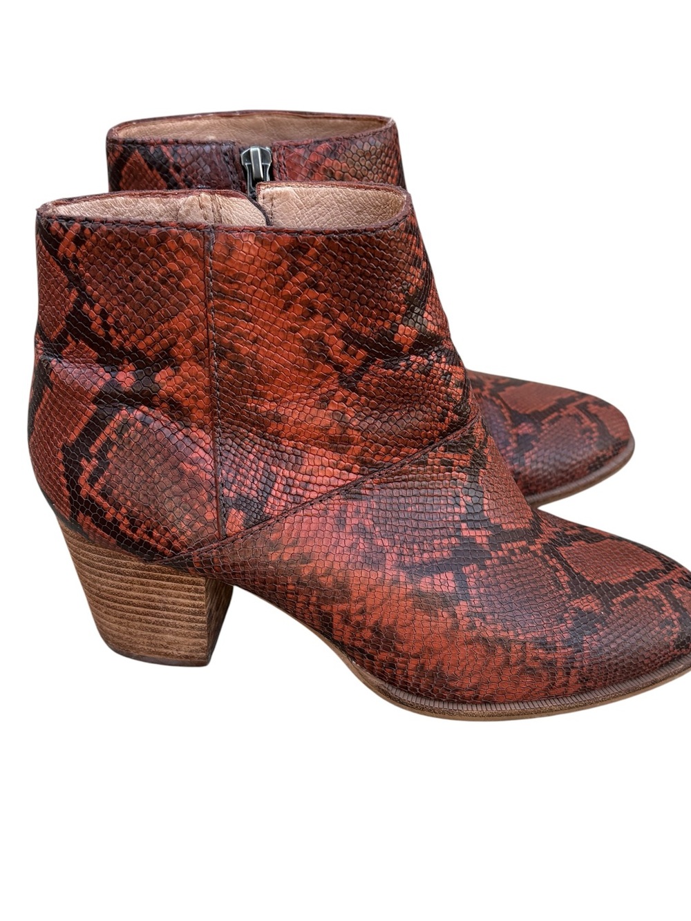 Madewell Snake Embossed Leather Ankle Boots Size 8 - Picture 2 of 16